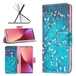 Blue Plum Leather Wallet Case for Xiaomi Mi 12