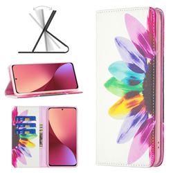 Sun Flower Slim Magnetic Attraction Wallet Flip Cover for Xiaomi Mi 12