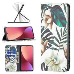 Flower Leaf Slim Magnetic Attraction Wallet Flip Cover for Xiaomi Mi 12