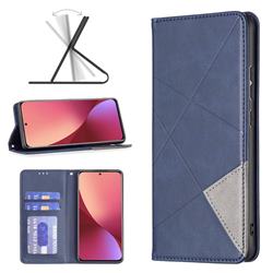 Prismatic Slim Magnetic Sucking Stitching Wallet Flip Cover for Xiaomi Mi 12 - Blue