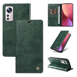 YIKATU Litchi Card Magnetic Automatic Suction Leather Flip Cover for Xiaomi Mi 12 - Green