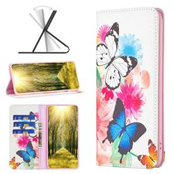 Flying Butterflies Slim Magnetic Attraction Wallet Flip Cover for Xiaomi Mi 12 Lite
