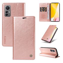YIKATU Litchi Card Magnetic Automatic Suction Leather Flip Cover for Xiaomi Mi 12 Lite - Rose Gold