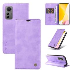 YIKATU Litchi Card Magnetic Automatic Suction Leather Flip Cover for Xiaomi Mi 12 Lite - Purple