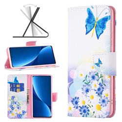 Butterflies Flowers Leather Wallet Case for Xiaomi Mi 12 Pro