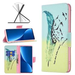 Feather Bird Leather Wallet Case for Xiaomi Mi 12 Pro