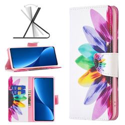 Seven-color Flowers Leather Wallet Case for Xiaomi Mi 12 Pro