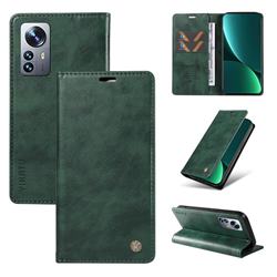 YIKATU Litchi Card Magnetic Automatic Suction Leather Flip Cover for Xiaomi Mi 12 Pro - Green