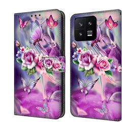Flower Butterflies Crystal PU Leather Protective Wallet Case Cover for Xiaomi Mi 13