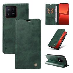 YIKATU Litchi Card Magnetic Automatic Suction Leather Flip Cover for Xiaomi Mi 13 - Green