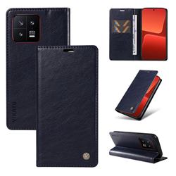 YIKATU Litchi Card Magnetic Automatic Suction Leather Flip Cover for Xiaomi Mi 13 - Navy Blue