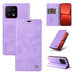 YIKATU Litchi Card Magnetic Automatic Suction Leather Flip Cover for Xiaomi Mi 13 - Purple