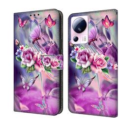 Flower Butterflies Crystal PU Leather Protective Wallet Case Cover for Xiaomi Mi 13 Lite