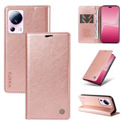 YIKATU Litchi Card Magnetic Automatic Suction Leather Flip Cover for Xiaomi Mi 13 Lite - Rose Gold