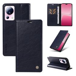 YIKATU Litchi Card Magnetic Automatic Suction Leather Flip Cover for Xiaomi Mi 13 Lite - Navy Blue