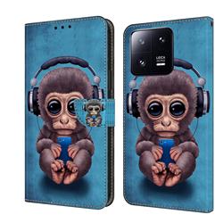 Cute Orangutan Crystal PU Leather Protective Wallet Case Cover for Xiaomi Mi 13 Pro
