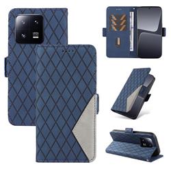 Grid Pattern Splicing Protective Wallet Case Cover for Xiaomi Mi 13 Pro - Blue