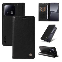 YIKATU Litchi Card Magnetic Automatic Suction Leather Flip Cover for Xiaomi Mi 13 Pro - Black