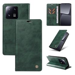 YIKATU Litchi Card Magnetic Automatic Suction Leather Flip Cover for Xiaomi Mi 13 Pro - Green