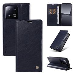 YIKATU Litchi Card Magnetic Automatic Suction Leather Flip Cover for Xiaomi Mi 13 Pro - Navy Blue