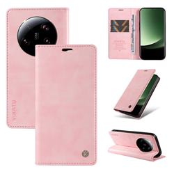 YIKATU Litchi Card Magnetic Automatic Suction Leather Flip Cover for Xiaomi Mi 13 Ultra - Pink