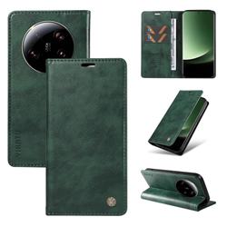 YIKATU Litchi Card Magnetic Automatic Suction Leather Flip Cover for Xiaomi Mi 13 Ultra - Green