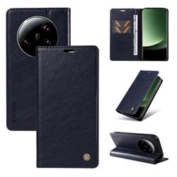 YIKATU Litchi Card Magnetic Automatic Suction Leather Flip Cover for Xiaomi Mi 13 Ultra - Navy Blue