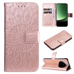 Embossing Sunflower Leather Wallet Case for Xiaomi Mi 13 Ultra - Rose Gold
