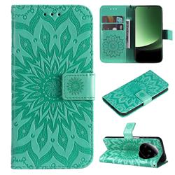 Embossing Sunflower Leather Wallet Case for Xiaomi Mi 13 Ultra - Green