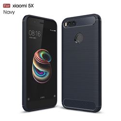 Luxury Carbon Fiber Brushed Wire Drawing Silicone TPU Back Cover for Xiaomi Mi A1 / Mi 5X - Navy