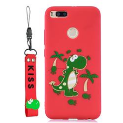 Red Dinosaur Soft Kiss Candy Hand Strap Silicone Case for Xiaomi Mi A1 / Mi 5X