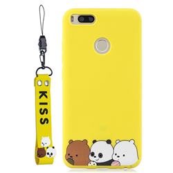 Yellow Bear Family Soft Kiss Candy Hand Strap Silicone Case for Xiaomi Mi A1 / Mi 5X