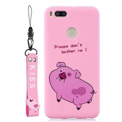Pink Cute Pig Soft Kiss Candy Hand Strap Silicone Case for Xiaomi Mi A1 / Mi 5X