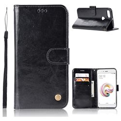 Luxury Retro Leather Wallet Case for Xiaomi Mi A1 / Mi 5X- Black
