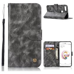 Luxury Retro Leather Wallet Case for Xiaomi Mi A1 / Mi 5X- Gray