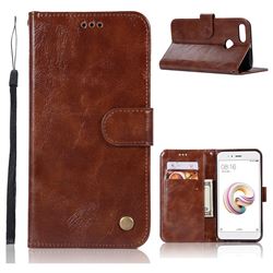 Luxury Retro Leather Wallet Case for Xiaomi Mi A1 / Mi 5X- Brown