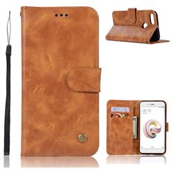 Luxury Retro Leather Wallet Case for Xiaomi Mi A1 / Mi 5X- Golden