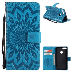 Embossing Sunflower Leather Wallet Case for Xiaomi Mi A1 / Mi 5X- Blue