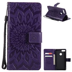 Embossing Sunflower Leather Wallet Case for Xiaomi Mi A1 / Mi 5X- Purple