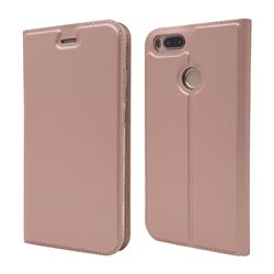 Ultra Slim Card Magnetic Automatic Suction Leather Wallet Case for Xiaomi Mi A1 / Mi 5X - Rose Gold