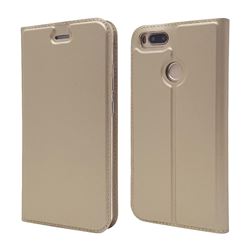 Ultra Slim Card Magnetic Automatic Suction Leather Wallet Case for Xiaomi Mi A1 / Mi 5X - Champagne