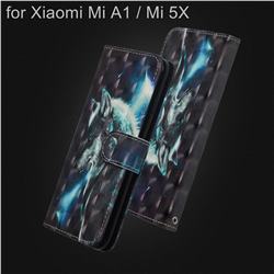 Snow Wolf 3D Painted Leather Wallet Case for Xiaomi Mi A1 / Mi 5X