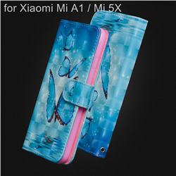 Blue Sea Butterflies 3D Painted Leather Wallet Case for Xiaomi Mi A1 / Mi 5X