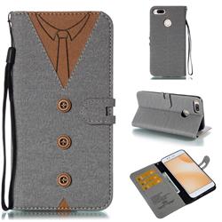 Mens Button Clothing Style Leather Wallet Phone Case for Xiaomi Mi A1 / Mi 5X - Gray