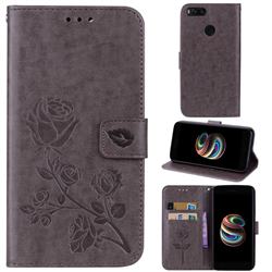 Embossing Rose Flower Leather Wallet Case for Xiaomi Mi A1 / Mi 5X - Grey