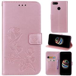 Embossing Rose Flower Leather Wallet Case for Xiaomi Mi A1 / Mi 5X - Rose Gold