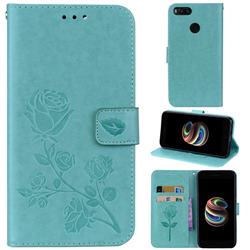 Embossing Rose Flower Leather Wallet Case for Xiaomi Mi A1 / Mi 5X - Green