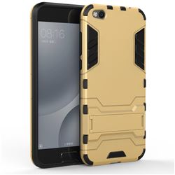 Armor Premium Tactical Grip Kickstand Shockproof Dual Layer Rugged Hard Cover for Xiaomi Mi 5c - Golden