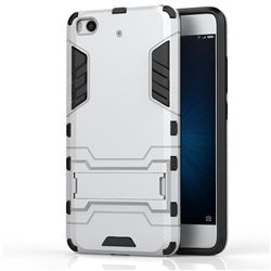 Armor Premium Tactical Grip Kickstand Shockproof Dual Layer Rugged Hard Cover for Xiaomi Mi 5s - Silver