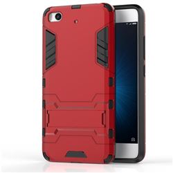 Armor Premium Tactical Grip Kickstand Shockproof Dual Layer Rugged Hard Cover for Xiaomi Mi 5s - Wine Red